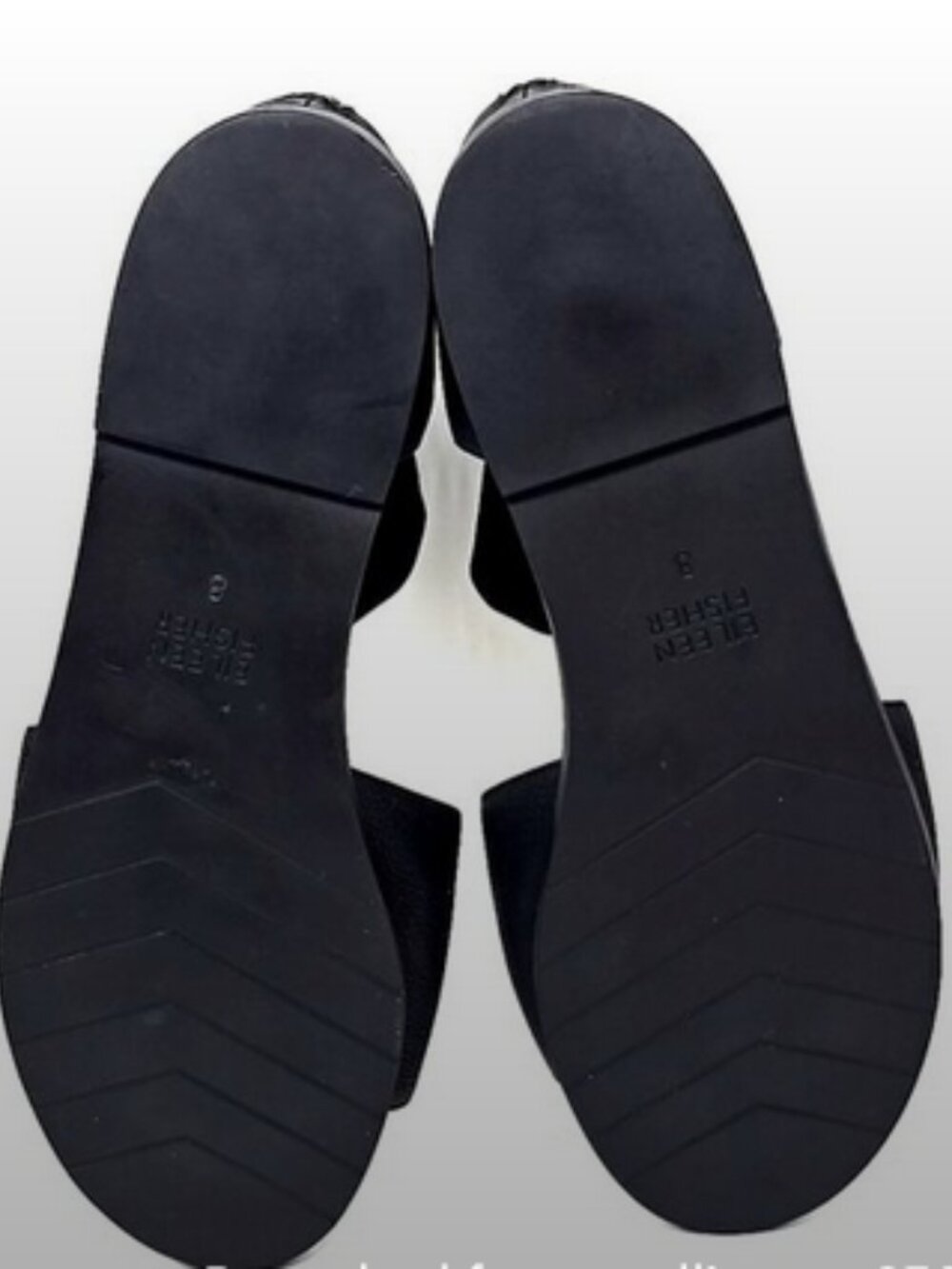 Eileen Fisher Black Leather Sandals – Size 8 | Minimalist Flat, Elastic Back Zip - Picture 7 of 16